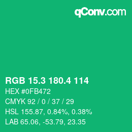 カラーコード: RGB 15.3 180.4 114 | qconv.com