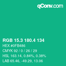 カラーコード: RGB 15.3 180.4 134 | qconv.com