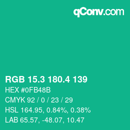 カラーコード: RGB 15.3 180.4 139 | qconv.com