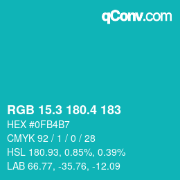 カラーコード: RGB 15.3 180.4 183 | qconv.com