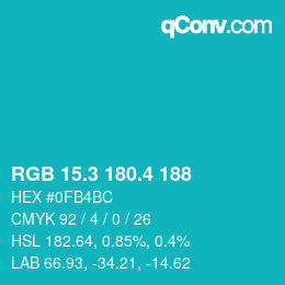 カラーコード: RGB 15.3 180.4 188 | qconv.com