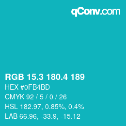 カラーコード: RGB 15.3 180.4 189 | qconv.com