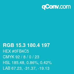 カラーコード: RGB 15.3 180.4 197 | qconv.com