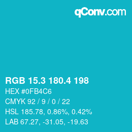 カラーコード: RGB 15.3 180.4 198 | qconv.com