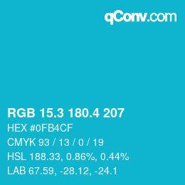 カラーコード: RGB 15.3 180.4 207 | qconv.com