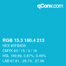 カラーコード: RGB 15.3 180.4 213 | qconv.com