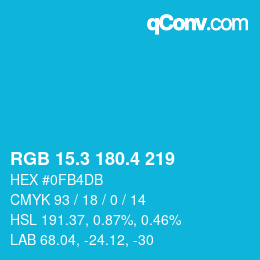カラーコード: RGB 15.3 180.4 219 | qconv.com