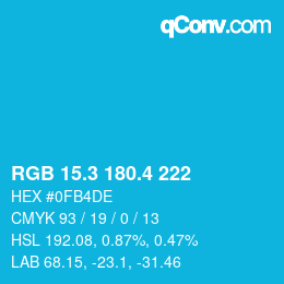 カラーコード: RGB 15.3 180.4 222 | qconv.com