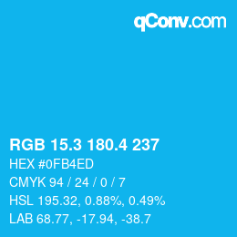 カラーコード: RGB 15.3 180.4 237 | qconv.com
