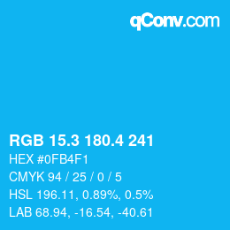 カラーコード: RGB 15.3 180.4 241 | qconv.com