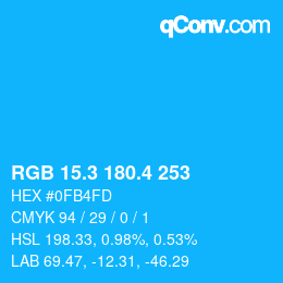 カラーコード: RGB 15.3 180.4 253 | qconv.com