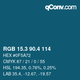 カラーコード: RGB 15.3 90.4 114 | qconv.com