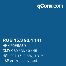 カラーコード: RGB 15.3 90.4 141 | qconv.com
