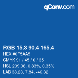 カラーコード: RGB 15.3 90.4 165.4 | qconv.com