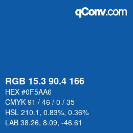 カラーコード: RGB 15.3 90.4 166 | qconv.com