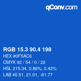 カラーコード: RGB 15.3 90.4 198 | qconv.com