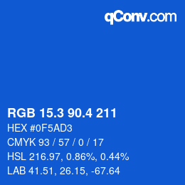 カラーコード: RGB 15.3 90.4 211 | qconv.com