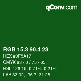 カラーコード: RGB 15.3 90.4 23 | qconv.com