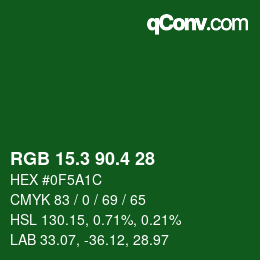 カラーコード: RGB 15.3 90.4 28 | qconv.com