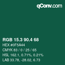 カラーコード: RGB 15.3 90.4 68 | qconv.com