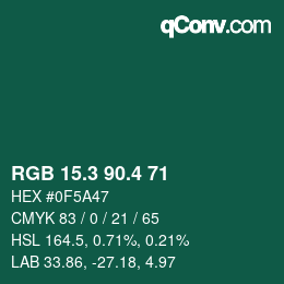 カラーコード: RGB 15.3 90.4 71 | qconv.com