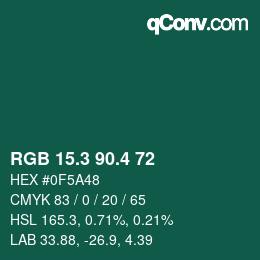 カラーコード: RGB 15.3 90.4 72 | qconv.com