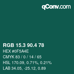 カラーコード: RGB 15.3 90.4 78 | qconv.com