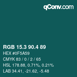 カラーコード: RGB 15.3 90.4 89 | qconv.com