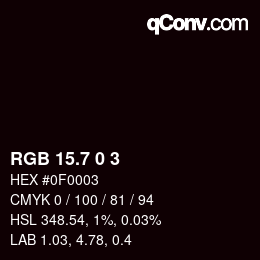 カラーコード: RGB 15.7 0 3 | qconv.com