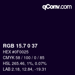 カラーコード: RGB 15.7 0 37 | qconv.com