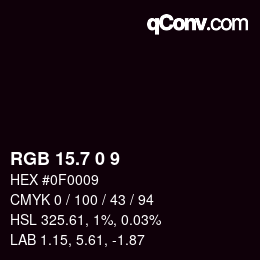 カラーコード: RGB 15.7 0 9 | qconv.com