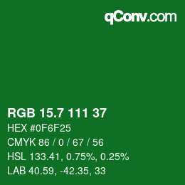 カラーコード: RGB 15.7 111 37 | qconv.com