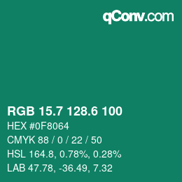 カラーコード: RGB 15.7 128.6 100 | qconv.com