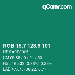 カラーコード: RGB 15.7 128.6 101 | qconv.com