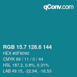 カラーコード: RGB 15.7 128.6 144 | qconv.com