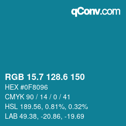 カラーコード: RGB 15.7 128.6 150 | qconv.com