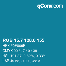 カラーコード: RGB 15.7 128.6 155 | qconv.com