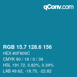 カラーコード: RGB 15.7 128.6 156 | qconv.com