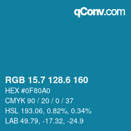 カラーコード: RGB 15.7 128.6 160 | qconv.com