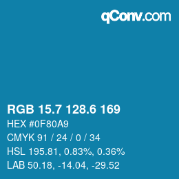 カラーコード: RGB 15.7 128.6 169 | qconv.com