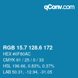 カラーコード: RGB 15.7 128.6 172 | qconv.com