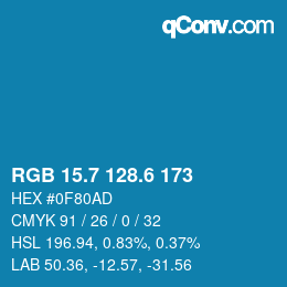 カラーコード: RGB 15.7 128.6 173 | qconv.com