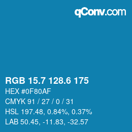 カラーコード: RGB 15.7 128.6 175 | qconv.com