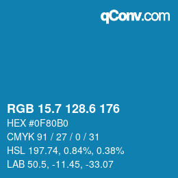 カラーコード: RGB 15.7 128.6 176 | qconv.com