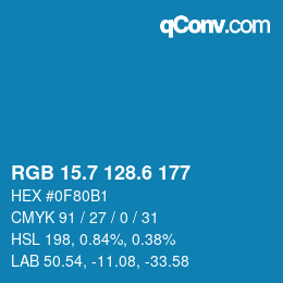 カラーコード: RGB 15.7 128.6 177 | qconv.com