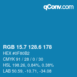 カラーコード: RGB 15.7 128.6 178 | qconv.com