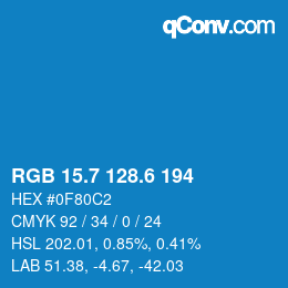 カラーコード: RGB 15.7 128.6 194 | qconv.com