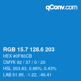 カラーコード: RGB 15.7 128.6 203 | qconv.com