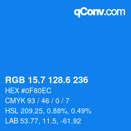 カラーコード: RGB 15.7 128.6 236 | qconv.com
