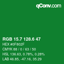 カラーコード: RGB 15.7 128.6 47 | qconv.com